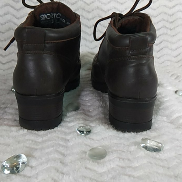 EUC Sporto Leather Lace-Up  Ankle Brown Boots - 8W - Picture 3 of 7